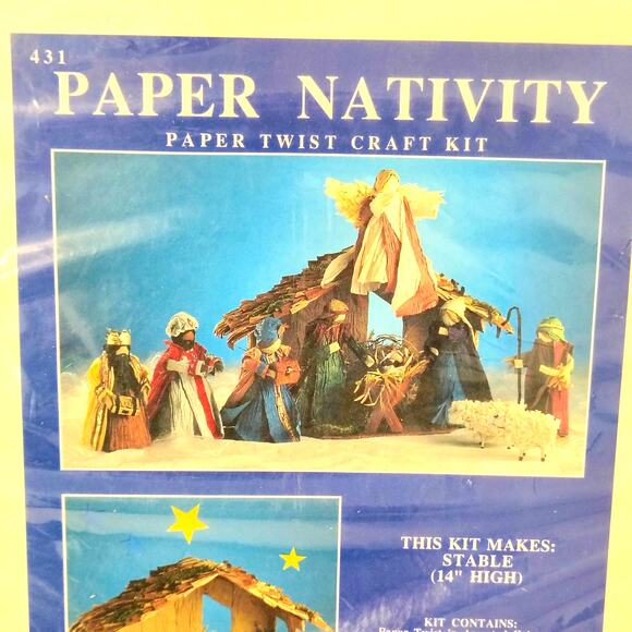 Design Works Paper Nativity Twist Craft Kit Stable #431 NEW NOS Vintage - Picture 2 of 4